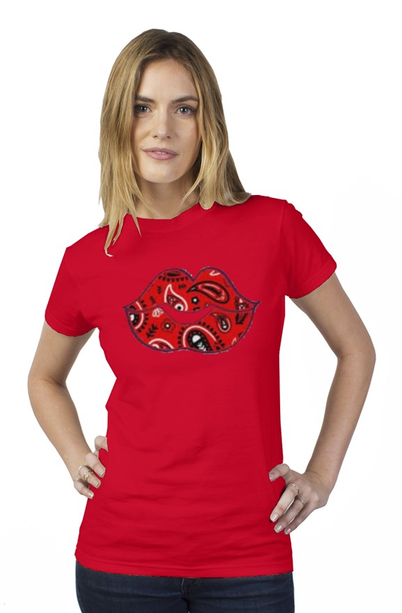 Red decorative womens t shirt