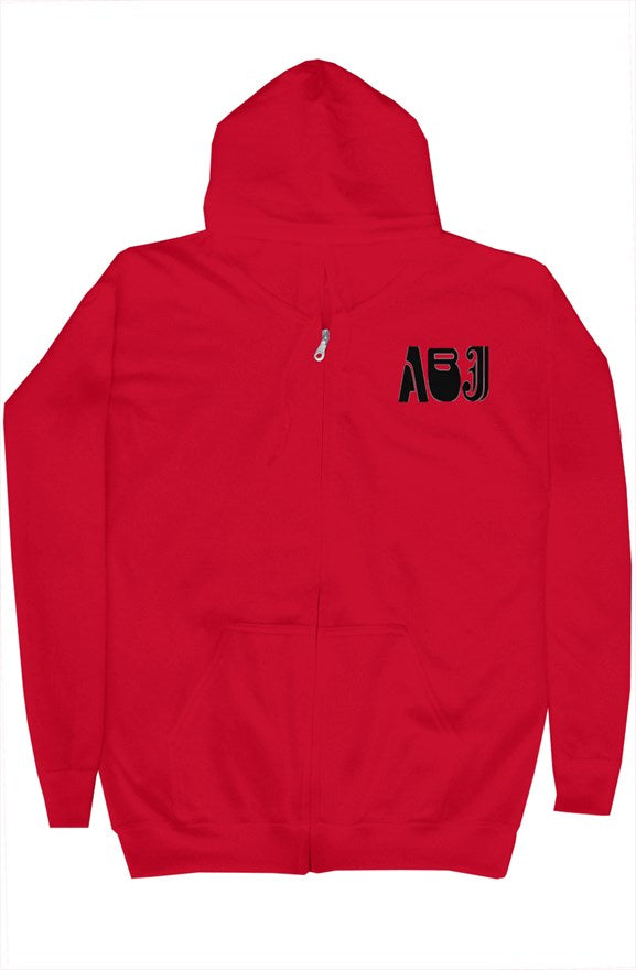 ABJ Black text signature zip hoody