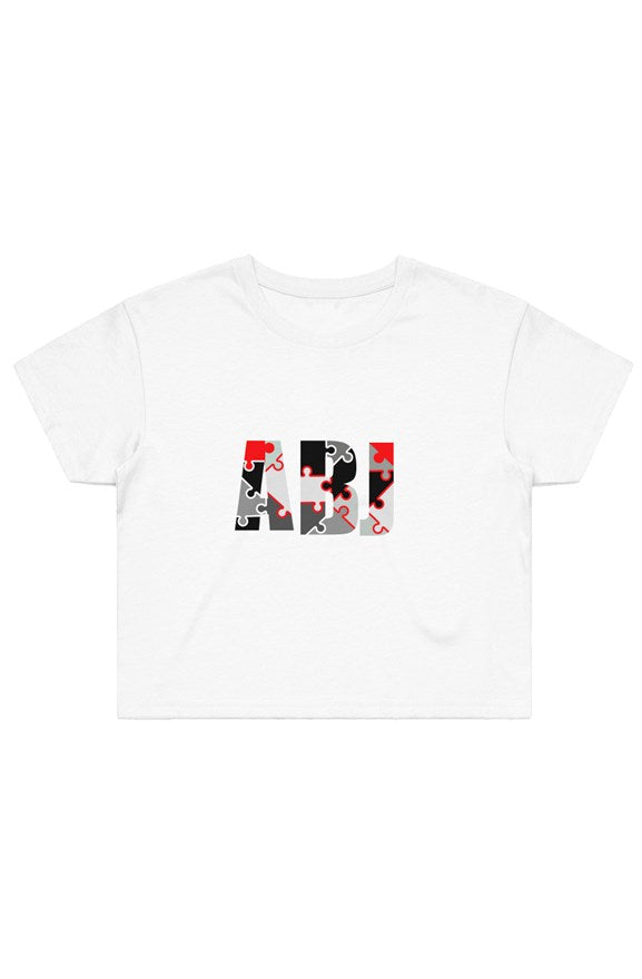 ABJ Puzzle Red&Grey Women's Street Crop Tee