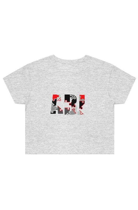 ABJ Puzzle Red&Grey Women's Street Crop Tee