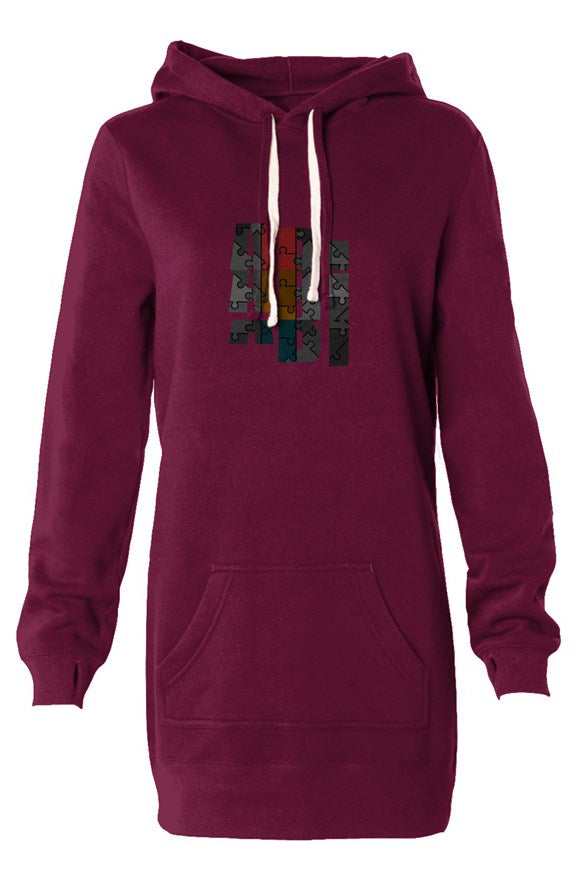 ABJ Stacked (Maroon) Hooded Sweatshirt Dress