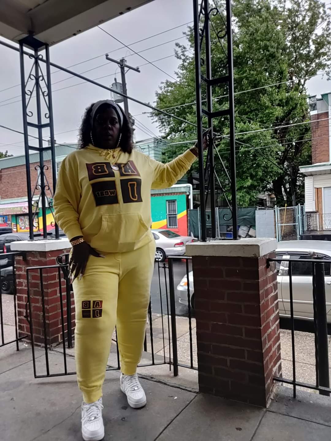 ABJ Unisex Brown Block (Slate Blue) ( Light Blue) (Yellow) Pigment Dyed Hoodie