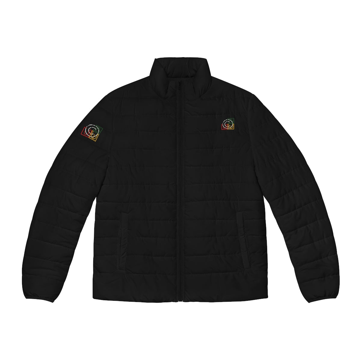 ABJ Cube Men's (Black) Puffer Jacket (AOP)