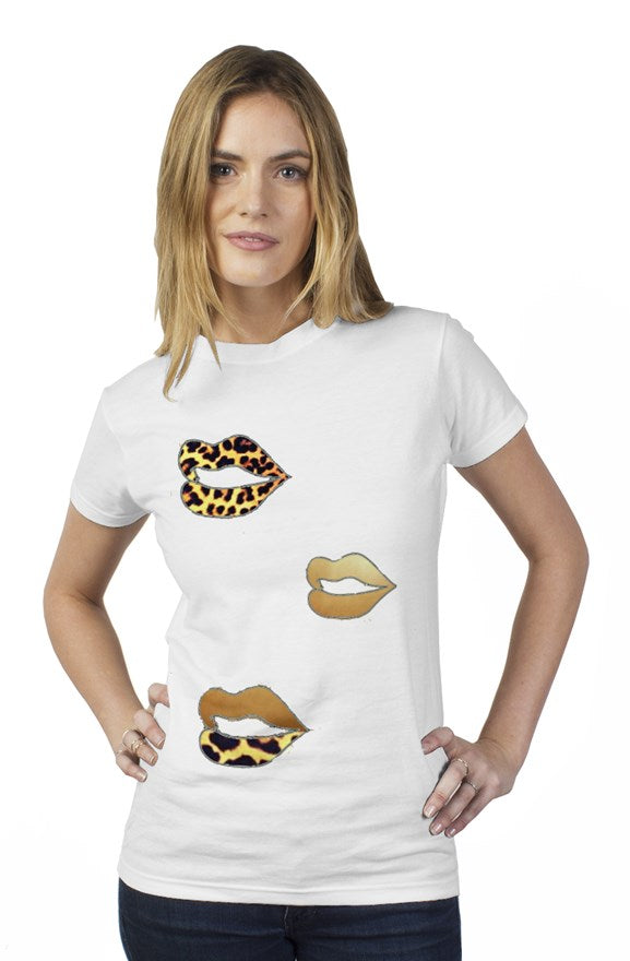 Gold Leopard Lip womens t shirt