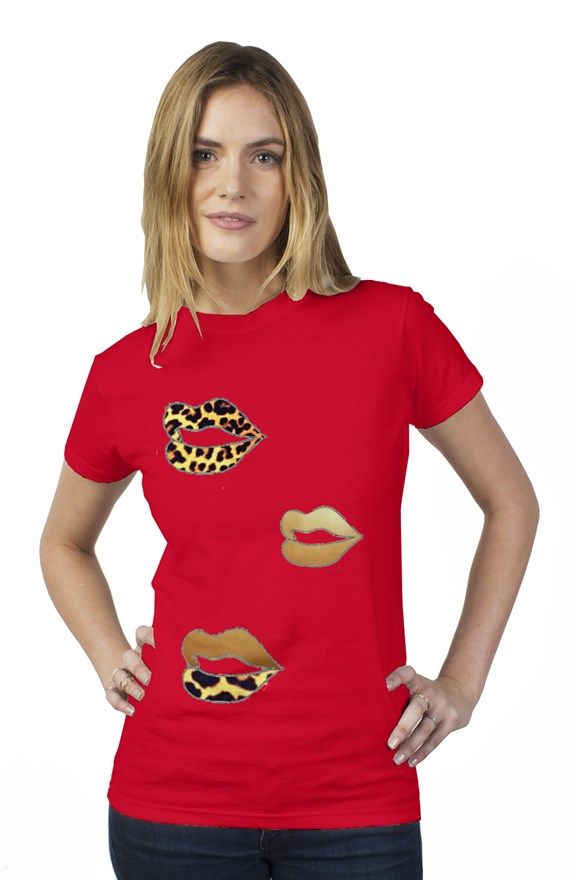 Gold Leopard Lip womens t shirt