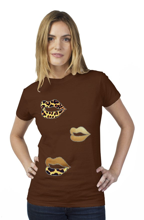Gold Leopard Lip womens t shirt