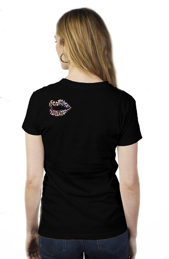 Colorful Leopard Lip womens t shirt