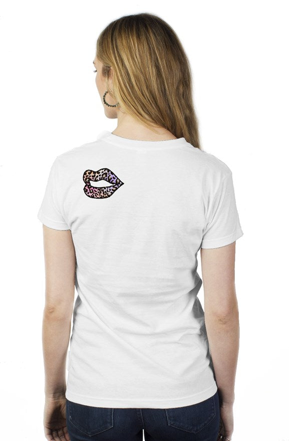 Colorful Leopard Lip womens t shirt