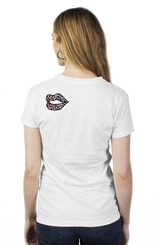 Colorful Leopard Lip womens t shirt