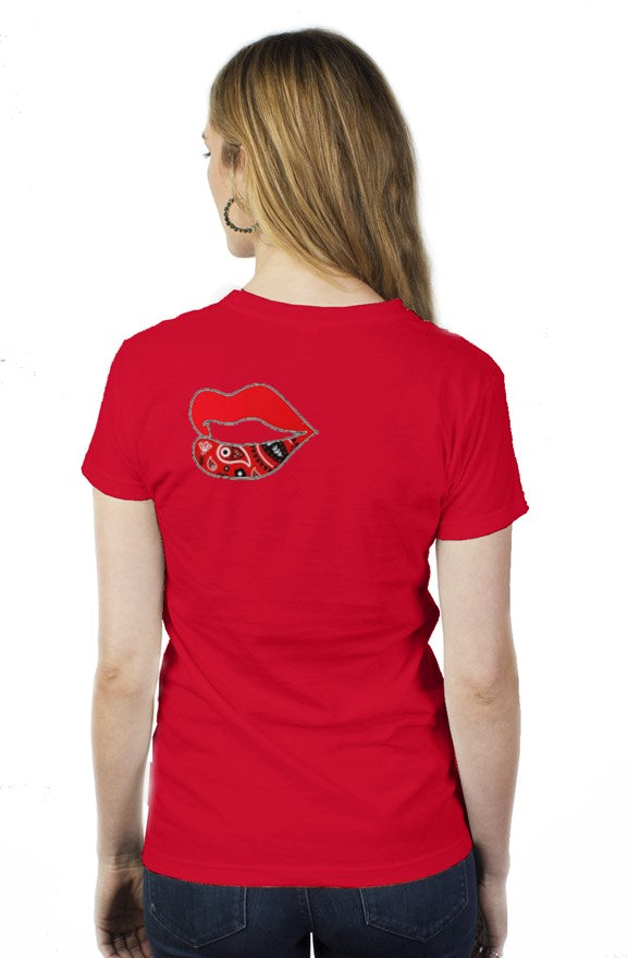 Red decorative Lip womens t shirt