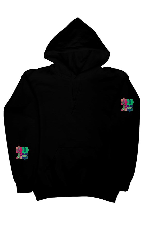 Tri color puzzle pullover hoody