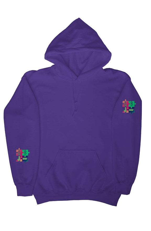 Tri color puzzle pullover hoody