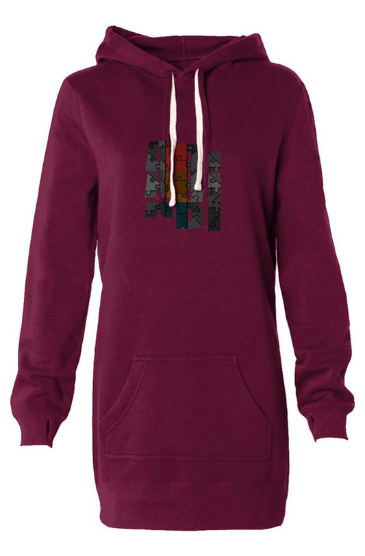 ABJ Stacked (Maroon) Hooded Sweatshirt Dress