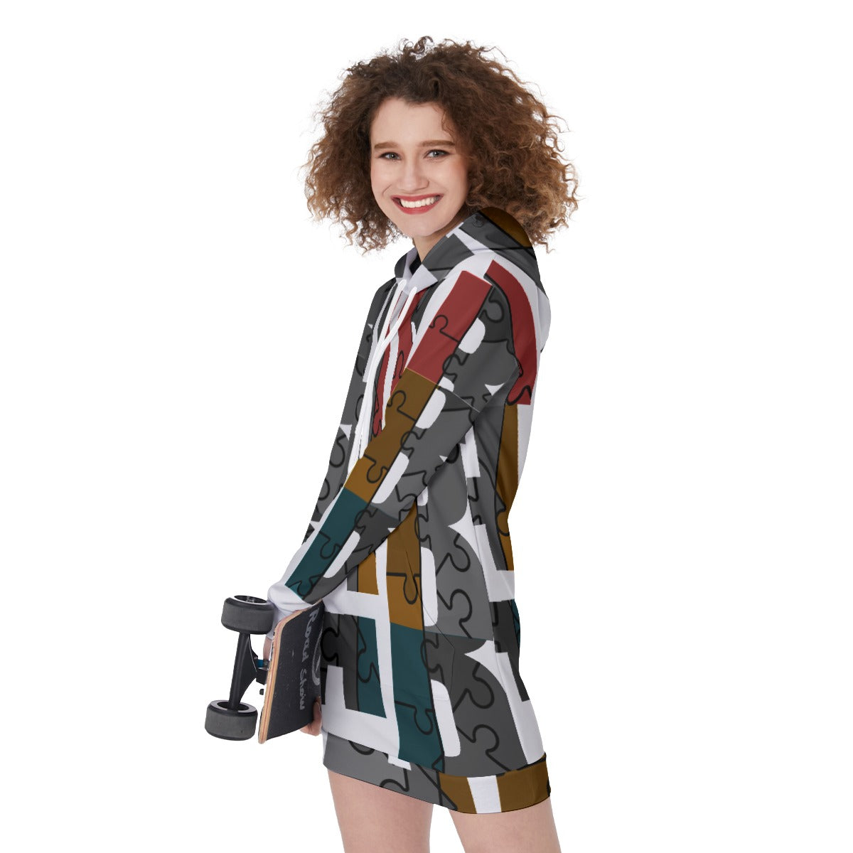 ABJ Stack Print All-Over Print Women's Long Hoodie