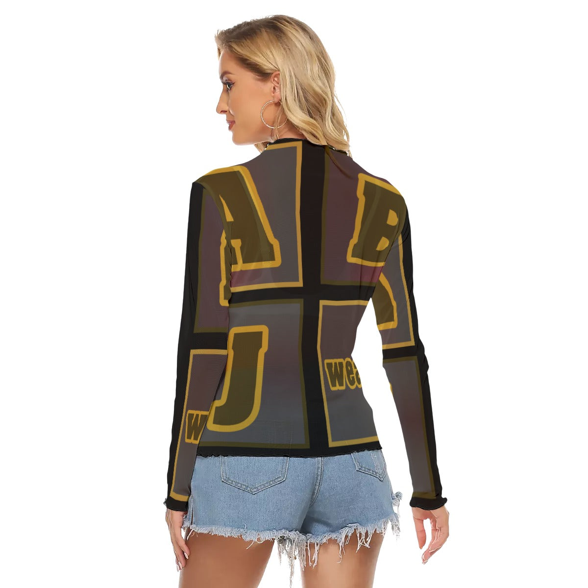 ABJ Block Brown All-Over Print Women's Mesh T-shirt