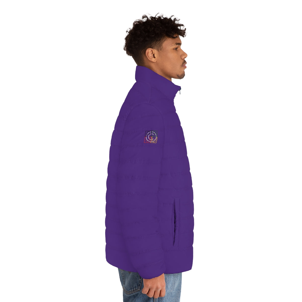 ABJ Cube Men's (Purple) Puffer Jacket (AOP)
